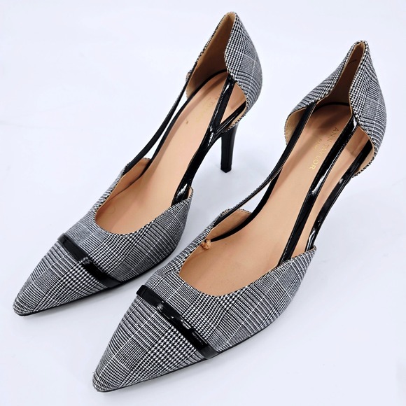 Ann Taylor Factory Shoes - Ann‎ Taylor Factory Plaid Pointed Toe D'Orsay Pumps Black White Size 9M
